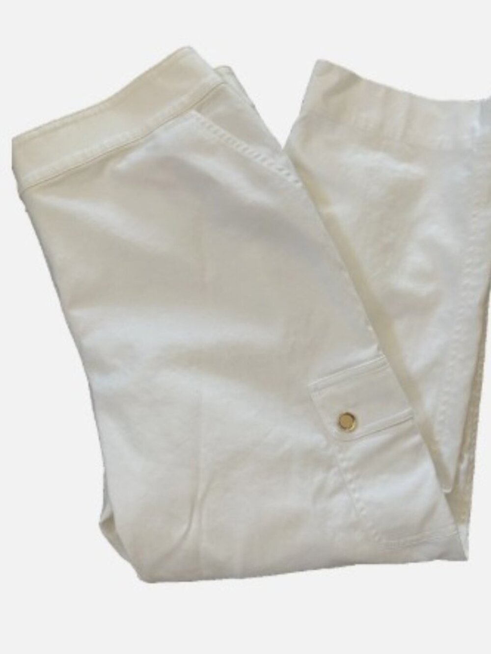 ST JOHN Cropped Hi Rise Pants White w/ Pockets Size 14 Inseam 25-1/2"